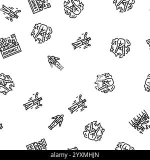 Punk Retro Element Handkunst nahtlose Muster Vektor Stock Vektor