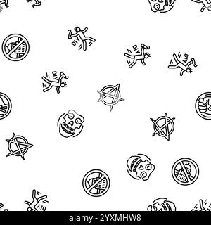 Punk Retro Element Handkunst nahtlose Muster Vektor Stock Vektor