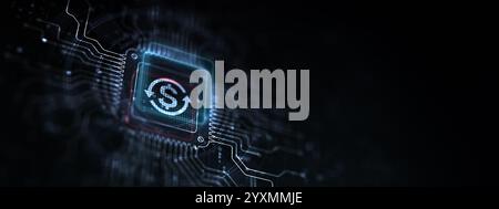 Cashflow Verwalten von Finanzzuflüssen und -Outflows, dargestellt auf einem Prozessor, der von einer menschlichen Hand berührt wird. Stockfoto