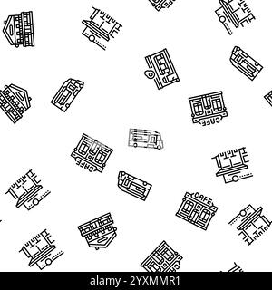 Street Cafe Essen Burger Festival nahtlose Muster Vektor Stock Vektor