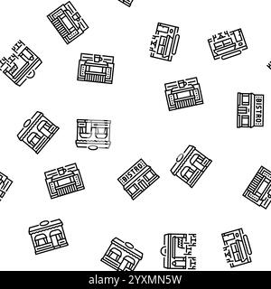 Street Cafe Essen Burger Festival nahtlose Muster Vektor Stock Vektor