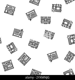 Street Cafe Essen Burger Festival nahtlose Muster Vektor Stock Vektor