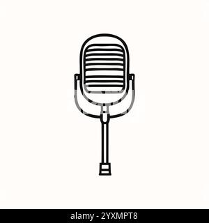 Symbol für Mikrofonleitung aufzeichnen. Logo für Podcast-Mikrofon. Einfache Vektorillustration in Schwarz-weiß-Farben Stock Vektor