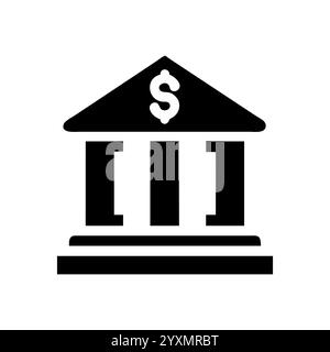 Banklogo-Symbol, Finanzoperationen und Transaktionen. Gutschrift und Anzahlung. Geld und Wirtschaft. Silhouettensymbol auf Leerraum. Vektor. Stock Vektor