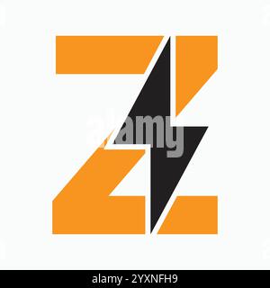 Anfangsbuchstabe Z mit Symbol für Donnerschraube. Symbol Für Elektrische Symbole Vektorvorlage Stock Vektor