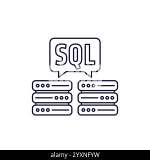 SQL-Server-Symbol, Zeilenvektordesign Stock Vektor