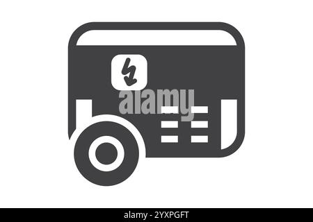 Generator mit schwarzem Symbol zur Stromerzeugung bei Stromausfall. Backup-Option zur Stromerzeugung. Stock Vektor