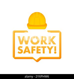Sicherheitsschild für die Arbeitssicherheit mit Schutzhelm-Symbol Stock Vektor