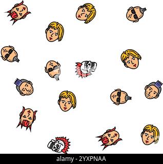 Punk Retro Element Handkunst nahtlose Muster Vektor Stock Vektor