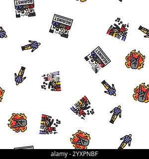 Punk Retro Element Handkunst nahtlose Muster Vektor Stock Vektor