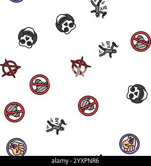 Punk Retro Element Handkunst nahtlose Muster Vektor Stock Vektor