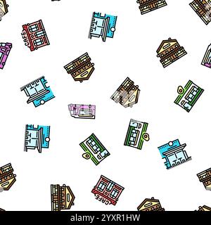 Street Cafe Essen Burger Festival nahtlose Muster Vektor Stock Vektor