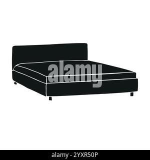 Vektor Hand gezeichnetes Skizze Kritzelbett isoliert auf weißem Hintergrund Stock Vektor