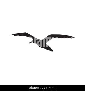 Vektor-schwarze Hand gezeichnete Skizze fliegende Möwe Silhouette isoliert auf weißem Hintergrund Stock Vektor