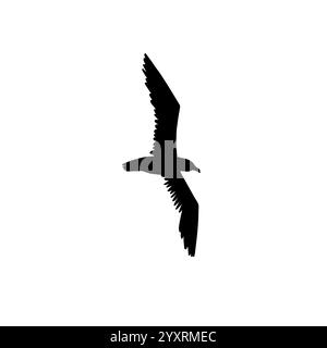 Vektor-schwarze Hand gezeichnete Skizze fliegende Möwe Silhouette isoliert auf weißem Hintergrund Stock Vektor