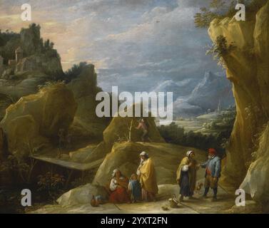 David Teniers (II) - Berglandschaft mit Gipsy Wahrsagerin. Stockfoto