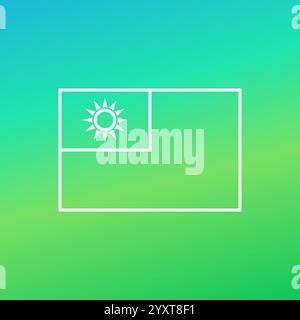 Einfache Umrissflagge von Taiwan mit einer dünnen Linie Stock Vektor