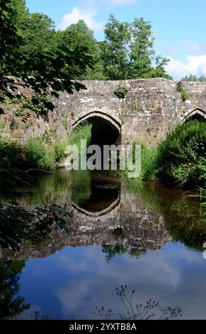 Die Packhorse Bridge in Stoneleigh Warwickshire, die den Fluss Avon in England überspannt Stockfoto