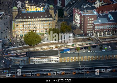 Luftaufnahme, Hauptbahnhof und Select Hotel Handelshof, Stadtzentrum, Essen, Ruhrgebiet, Nordrhein-Westfalen, Deutschland Stockfoto