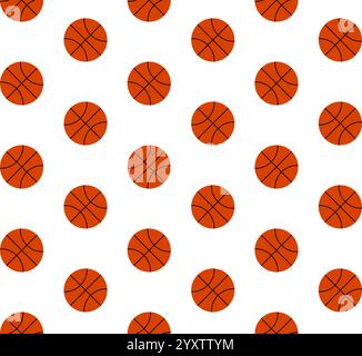 Nahtloses Vektor-Muster des flachen Zeichentrickbasketballballs isoliert auf weißem Hintergrund Stock Vektor