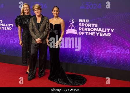 Manchester, Großbritannien. Dezember 2024. Alex Scott, Clare Balding und Gabby Logan bei der BBC Sports Personality of the Year 2024 Credit: Craig Hawkhead/Alamy Live News Stockfoto