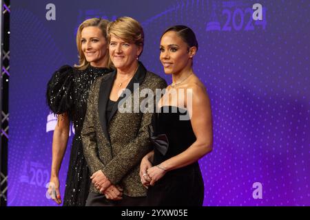 Manchester, Großbritannien. Dezember 2024. Alex Scott, Clare Balding und Gabby Logan bei der BBC Sports Personality of the Year 2024 Credit: Craig Hawkhead/Alamy Live News Stockfoto