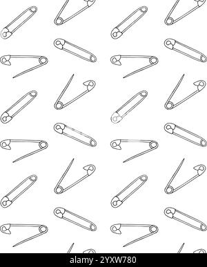 Nahtloses Vektor-Muster von Hand gezeichneter Kritzelskizze englische Pins isoliert auf weißem Hintergrund Stock Vektor