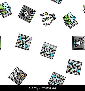 Spieleentwicklung Computer nahtlose Muster Vektor Stock Vektor