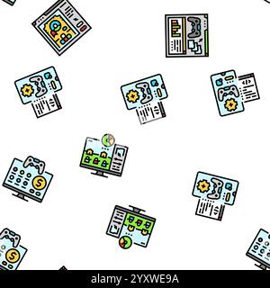 Spieleentwicklung Computer nahtlose Muster Vektor Stock Vektor