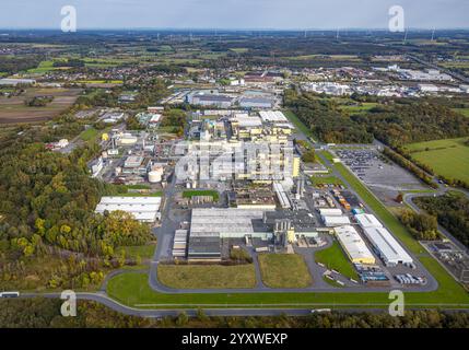 Luftaufnahme, Gewerbegebiet Frielinghauser Straße mit EVERLAM Chemiewerk, DuPont Uentrop und DuBay Polymer, Uentrop, Hamm, Ruhrgebiet, Nord Rh Stockfoto