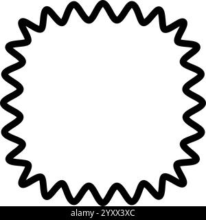 Welliges Eichhörnchen oder Quadrat mit abgerundeten Rändern. Einfache geometrische Wackelform isoliert auf weißem Hintergrund. Leeres Tag oder Box-Template mit leerem Platz. Vektorgrafik. Stock Vektor