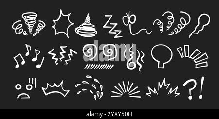 Manga oder Anime Comic Emoticon Element Grafik Effekte Hand gezeichnet Doodle Vektor Illustration Set Stock Vektor