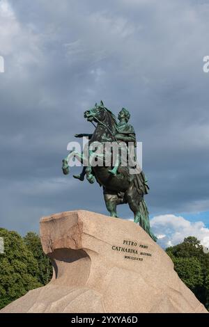 Denkmal für Peter I. in St. Petersburg - „der bronzene Reiter“. Stockfoto