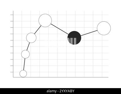 Blasendiagramm mit Datenpunkten auf dem schwarzen und weißen 2D-Linienobjekt des Rasters Stock Vektor