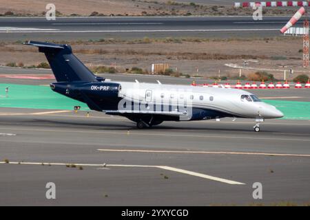 Flughafen Gran Canaria, Gando. Embraer 135/145 Flugzeug der Joao Braz Airline Stockfoto