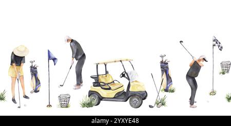 Ein nahtloser Rand im Golfdesign Stockfoto