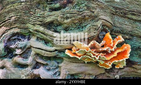 Waldpilz ((Laetiporus sulphureus) Stockfoto