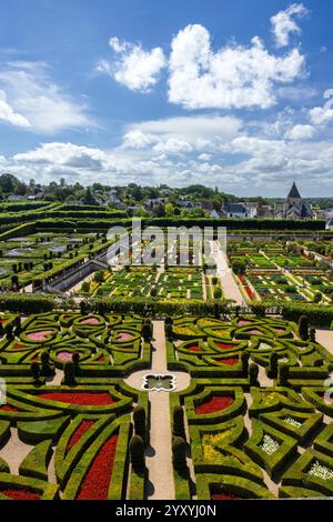 Schloss Villandry, UNESCO-Weltkulturerbe, Villandry, Indre-et-Loire, Pays de la Loire, Frankreich Stockfoto