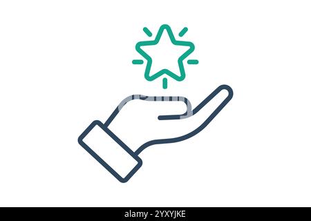 Hope-Symbol. Liniensymbolstil. Hand mit Stern. Symbol für Spenden und Wohltätigkeitsorganisationen. Vektorillustration für Spendenelemente Stock Vektor