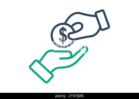 Wohltätigkeitssymbol. Liniensymbolstil. Geben Sie Geld. Symbol für Spenden und Wohltätigkeitsorganisationen. Vektorillustration für Spendenelemente Stock Vektor