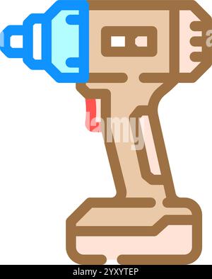 Schlagschrauber Auto Reparatur Werkzeug Farbe Symbol Vektor Illustration Stock Vektor