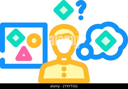 Illustration des Farbsymbols für überwachtes maschinelles Lernen Stock Vektor