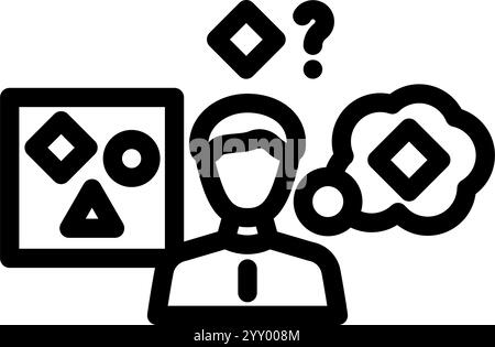 Illustration des Symbols „Supervised Machine Learning Line“ (überwachtes maschinelles Lernen) Stock Vektor