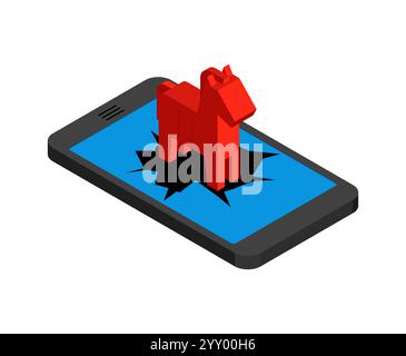 Trojanisches Pferdevirus von Gadget. Konzept der telefonischen Infektion mit Spyware Stock Vektor