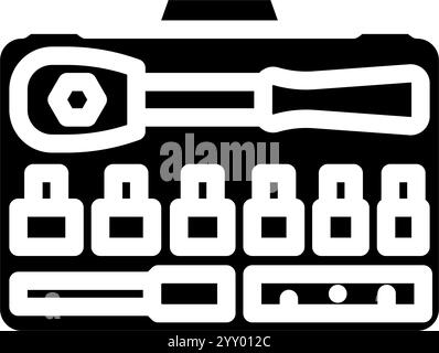 Socket Set Auto Reparatur Werkzeug Glyph Symbol Vektor Illustration Stock Vektor