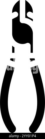 Drahtschneider Autoreparaturwerkzeug Glyphe Symbol Vektor Illustration Stock Vektor