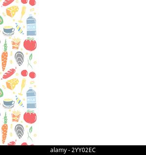 Doodle Food Hintergrund. Abbildung: Lebensmittelrahmen Stock Vektor