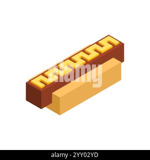 Isometrische Darstellung von Hot Dog. Fastfood isoliert Stock Vektor
