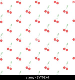 Nahtloses Kirschmuster. Kritzelvektor mit Kirschsymbolen. Vintage-Kirschmuster Stock Vektor