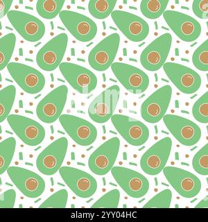 Nahtloses Avocadomuster. Farbiger Avocadohintergrund. Kritzelillustration mit Früchten Stock Vektor